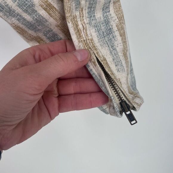 Free People Womens Zig Zag Zipper Crop Skinny Denim Jeans Beige Blue Brown Sz 28 - Picture 8 of 12